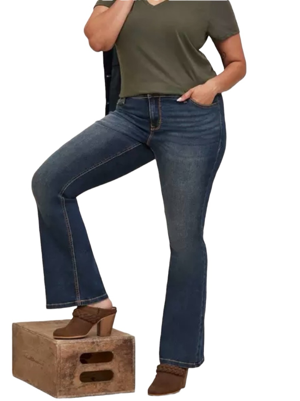 Torrid Luxe Slim Boot Blue Jeans Size 16